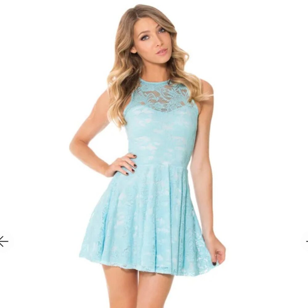 Black Milk Blue Lace Skater Dress size Small